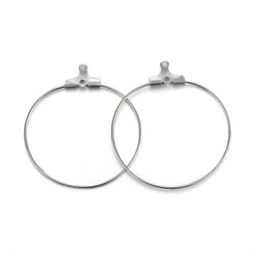 2 x   RVS 304 metalen creolen 31 x 34 x 1,5mm oogje 1mm, Ophalen of Verzenden, Nieuw, Overige typen