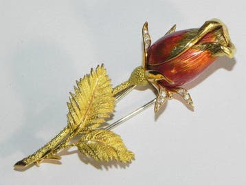 Broche - 18 karaat Geel goud Diamant (Natuurlijk)