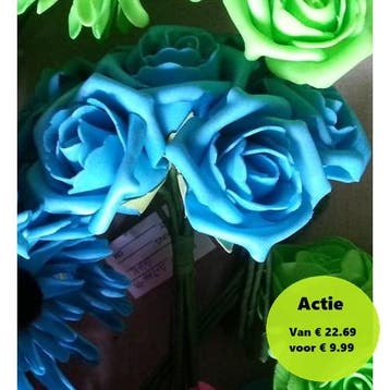Foamroos Emilia Neon Blauw 6 cm doos 42 stuks, Ophalen of Verzenden, Nieuw