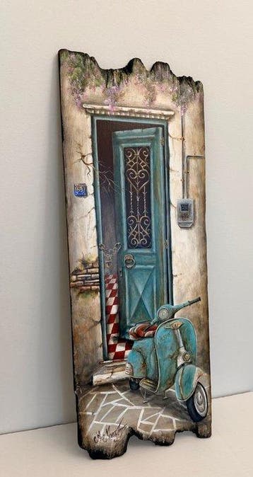 Wanddecoratie - trompe-lœil - Griekenland - Schilderijen op, Antiek en Kunst
