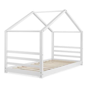 Kinderbed met bedbodem grenen huisbed 90x200 cm wit, Verzenden, Nieuw