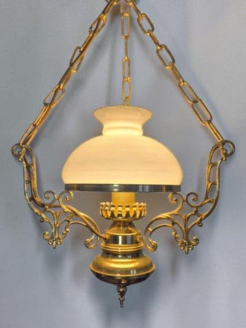 Kroonluchter - Sensationele Regency Hanglamp - Messing, Glas, Nieuw