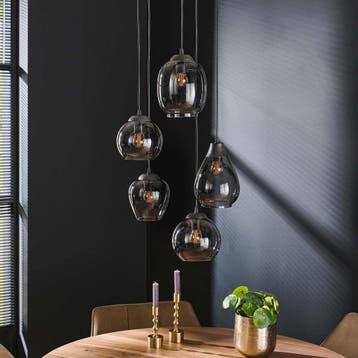 *WOONWINKEL* Trapse Hanglamp Met Chroom Glas Kappen, Verzenden, Nieuw