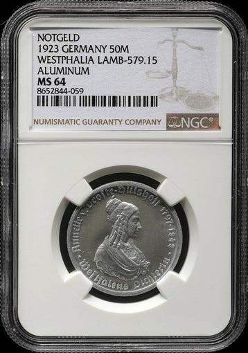 Duitsland, Westfalen 50 Mark 1923 - NGC MS64