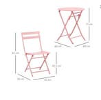 3-delige Roze Bistroset – Opvouwbare Tafel en Stoelen, Tuin en Terras, Tuinstoelen, Verzenden, Nieuw