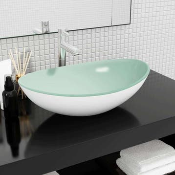 vidaXL Wasbak 54,5x35x15,5 cm gehard glas wit, Verzenden, Nieuw
