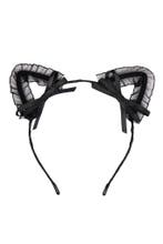 Haarband Kat Strikjes Zwart Kattenoortjes Diadeem Halloween, Ophalen of Verzenden, Nieuw, Halloween, Accessoires
