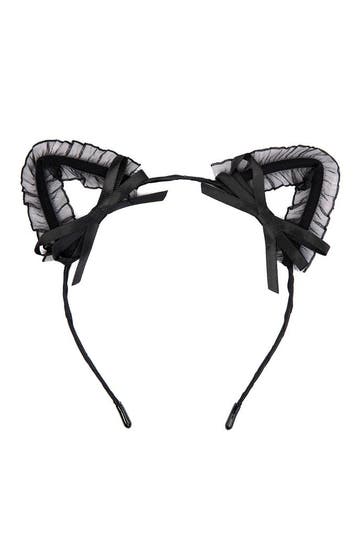 KIMU® Haarband Kat Strikjes Zwart Kattenoortjes Diadeem Hall, Kleding | Dames, Ophalen of Verzenden, Nieuw, Halloween, Accessoires