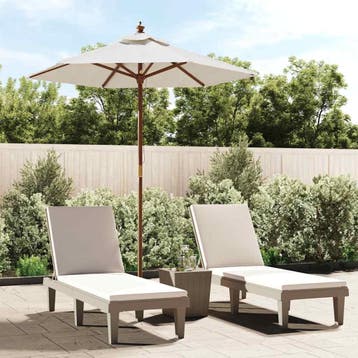 vidaXL Parasol met houten paal 196x231 cm zandkleurig, Verzenden, Nieuw, 1 tot 2 meter