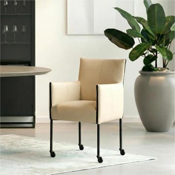 Set van 4 Leren eetkamerstoelen More - Toledo Mastic, Huis en Inrichting, Stoelen, Ophalen of Verzenden, Nieuw, Leer