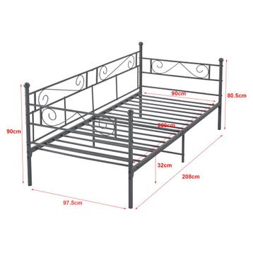 Eenpersoons slaapbank 3-zitsbank Kerava 90x200 donkergrijs, Huis en Inrichting, Slaapkamer | Bedden, Verzenden, Nieuw