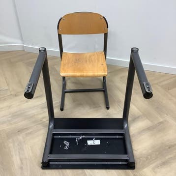complete schoolset Ahrend 10 stoelen + 10 tafels, Antraciet, Ophalen of Verzenden, Gebruikt, Hout