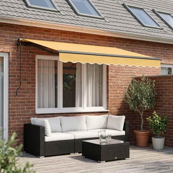 vidaXL Elektrisch zonnescherm 4 x 3 m Zand 100% Polyester, Verzenden, Nieuw