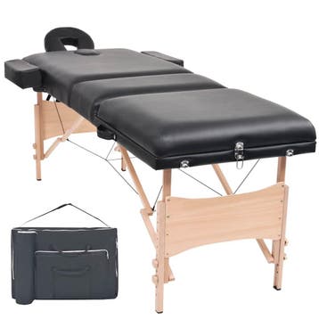 vidaXL Massagetafel inklapbaar 3 zones 10 cm dik zwart, Verzenden, Nieuw