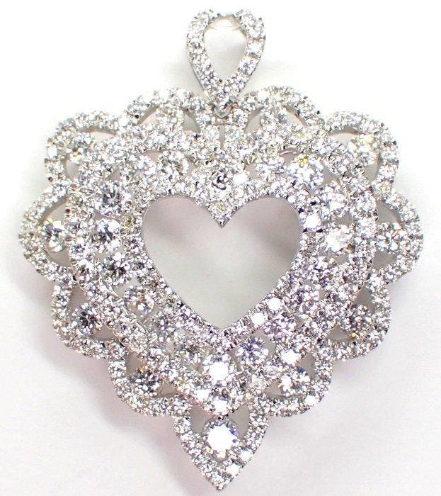 Hanger - 18 karaat Witgoud - 1.72ct. tw. Diamant, Sieraden, Tassen en Uiterlijk, Antieke sieraden