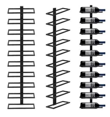 Zwart Metalen Wand Wijnrek – Flessenhouder voor 10 Wijnfless, Verzenden, Nieuw