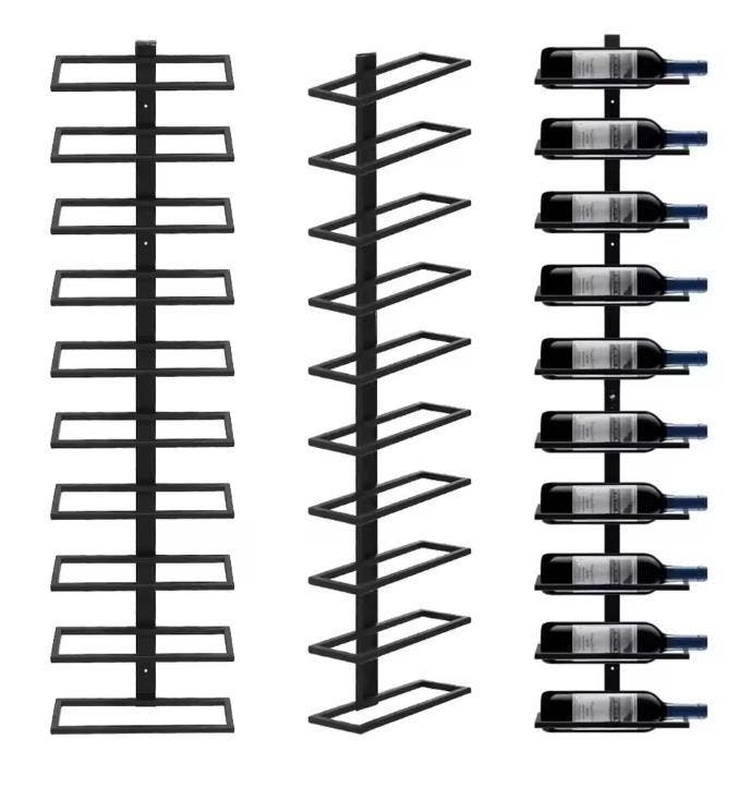 Zwart Metalen Wand Wijnrek – Flessenhouder voor 10 Wijnfless, Huis en Inrichting, Kasten | Wandmeubels, Nieuw, Verzenden
