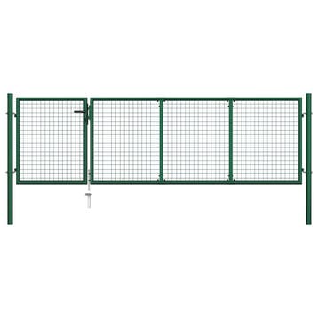 vidaXL Tuinpoort staal 350x100 cm groen, Verzenden, Nieuw