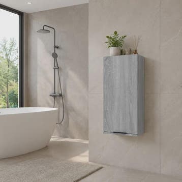 Sonoma Wandkast Grijs met Spiegeldeur - 32x20x67 cm, Huis en Inrichting, Badkamer | Badkamermeubels, Verzenden, Nieuw