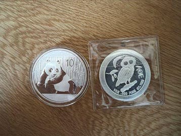 China, Niue. 2 Dollars / 10 Yuan 2015/2021 Panda + Owl