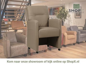 Leren eetkamerstoel Sharp - Hermes Mocca (taupe/bruin) -, Eigentijds, Modern, Bruin, Nieuw, Leer