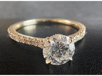 Veiling - Gouden ring met 1 crt Briljant diamant ( IGI ), Nieuw