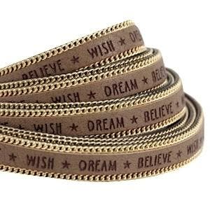 20 cm Quote imi leer 10mm met schakelketting goud - Wish..., Ophalen of Verzenden, Nieuw, Draad
