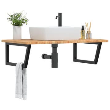vidaXL Badkamer wandschap staal en massief eikenhout, Verzenden, Nieuw