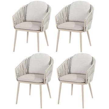 Eva dining tuinstoel latte rope Taste 4SO set van 4, Ophalen of Verzenden, Nieuw