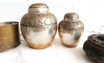 Pot (5) - Verzilverd messing, Zilverbrons - Potjes of, Antiek en Kunst
