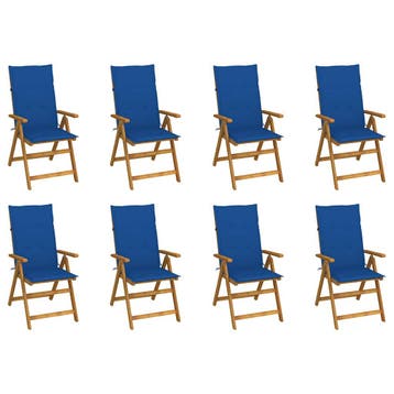 vidaXL Inklapbare stoelen 8 st met kussens massief, Tuin en Terras, Verzenden, Nieuw, Hout