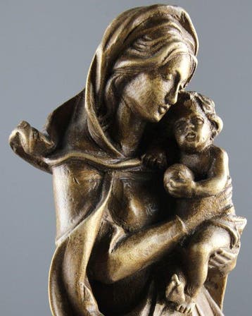 sculptuur, Madonna and Child - 29 cm - Lindehout