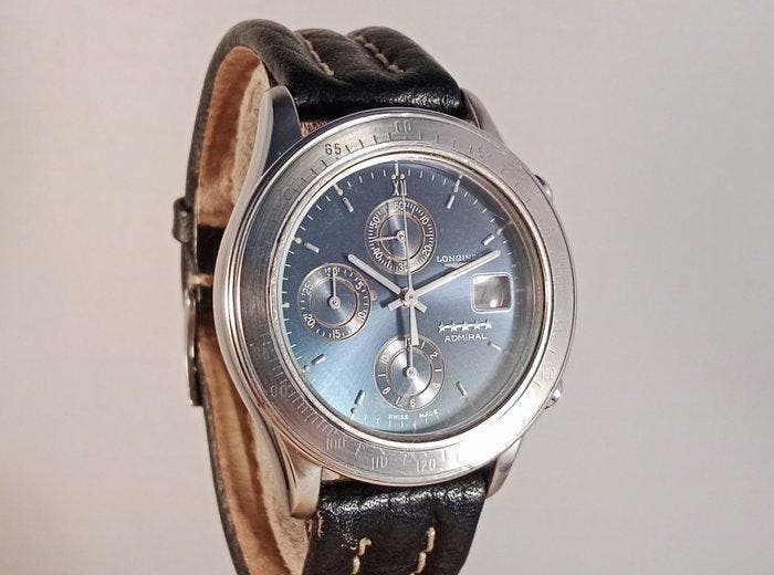Longines - Admiral Automatic Chronograph - Blue Dial - Cal., Sieraden, Tassen en Uiterlijk, Horloges | Antiek