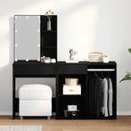 vidaXL LED Make-up Tafel Set met lade Zwart Eiken 140 x 40 x, Verzenden, Nieuw