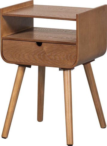 WOOOD Nils Nachtkastje/Bijzettafel - Hout - Naturel -, Nieuw