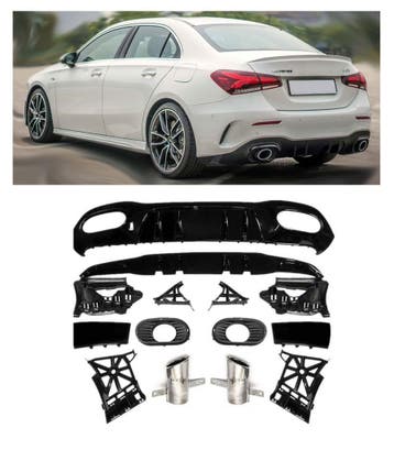Diffuser + Uitlaatstukken chrome geschikt voor Mercedes V177