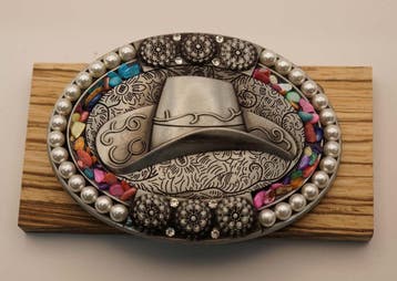 Buckle western hoed met kunst parels en gekleurde steentjes, Losse buckle of gesp, Overige kleuren, Verzenden, Geen merk