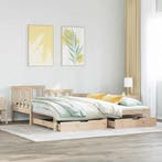 vidaXL Slaapbank met onderschuifbed en lades zonder matras, Huis en Inrichting, Slaapkamer | Bedden, 90 cm, Eenpersoons, Bruin