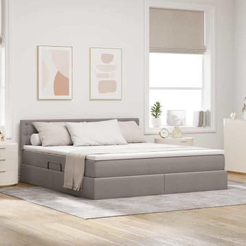 vidaXL Opbergbed met matras met hoofdeinde Taupe 180 x 200, Verzenden, Nieuw