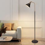 Industriële vloerlamp zwart goud vintage, Huis en Inrichting, Lampen | Vloerlampen, Verzenden, Nieuw