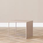 50% Korting: Bijzettafel Lucia metaal taupe 34 cm hoog, Ophalen, Zo goed als nieuw, Rechthoekig, Scandinavisch, Modern