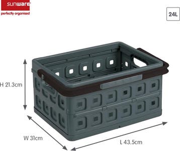 Sunware Square Vouwkrat Antraciet 24 liter 43.5x31xH21.3cm, Ophalen of Verzenden, Nieuw