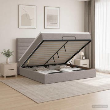 vidaXL Ottoman bed met matras met hoofdeinde Taupe 160 x 200, Huis en Inrichting, Verzenden, Nieuw, Tweepersoons