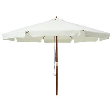 vidaXL Parasol met houten paal 330 cm zandwit, Verzenden, Nieuw, 3 tot 4 meter