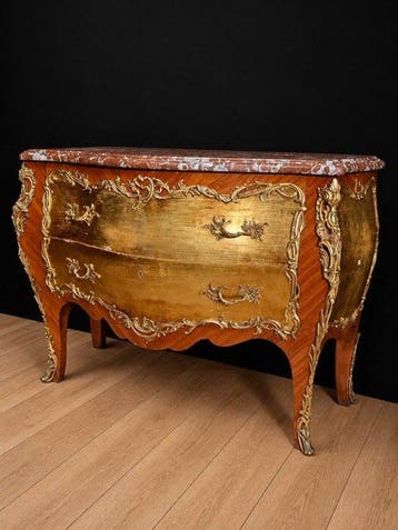 Ladekast - Marmer, Brons, Hout - Commode in Lodewijk