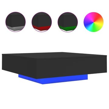 Salontafel LED zwart 100x100 | Retourdeal 62% Korting, Gebruikt, Vierkant, Ophalen of Verzenden, Modern