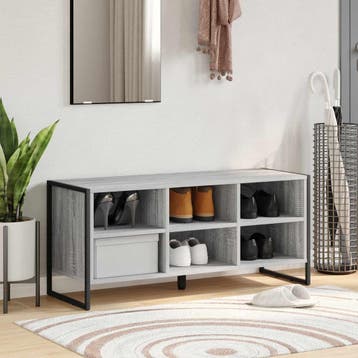 vidaXL Schoenenkast 100 x 35 x 44 cm Bewerkt hout Grijs, Verzenden, Nieuw