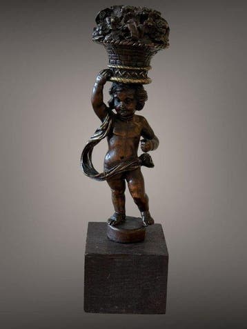 sculptuur, Cherubijn - 37 cm - Hout