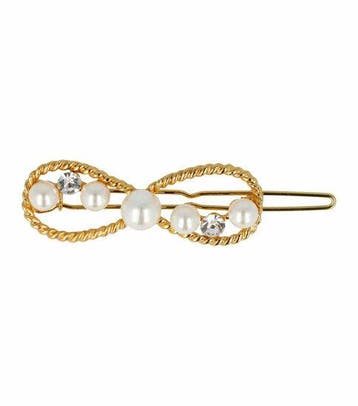 Haarspeld Haarclip 4,5cm - Infinity - Parel Strass Steentjes, Nieuw
