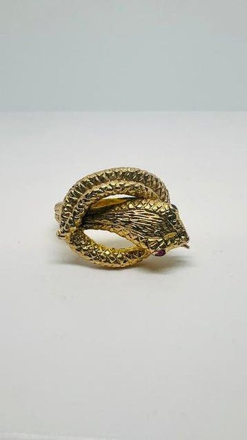 Statement ring - 9 kt. Geel goud Robijn